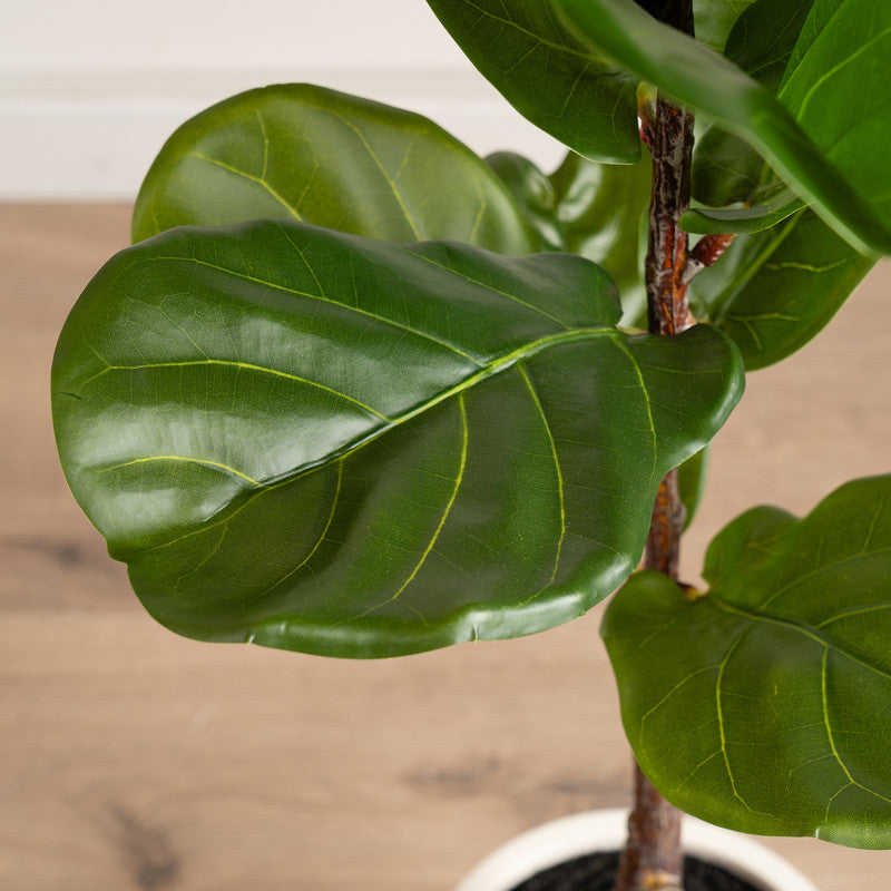 90cm Real Touch Fiddleleaf Fig Tree in Chunky White Pot